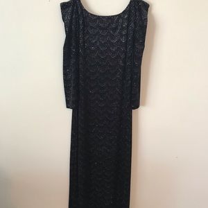 Black sequenced stretchy lame dress and jacket